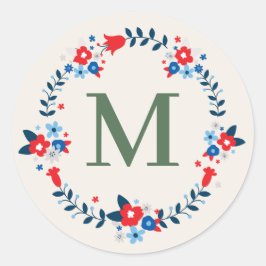 Elegante bloemenmonogram Sticker - Abhaya Libre