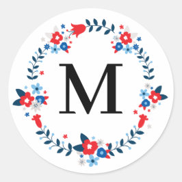 Elegante bloemenmonogram Sticker - Abhaya Libre