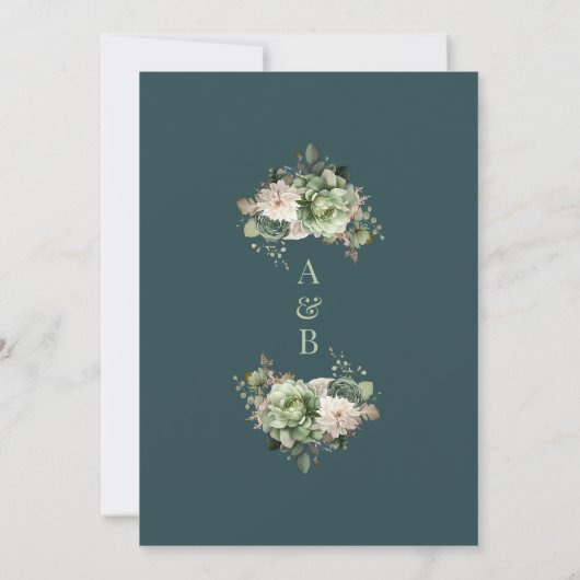 Elegante bloemenmoslim bruiloft kaart (Achterkant)