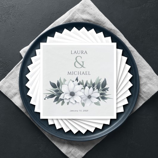 Elegante bloemenmunt Blauwgroen Servet