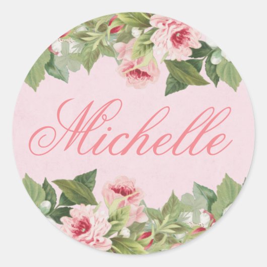 Elegante bloemennaam sticker w / bloemen (Voorkant)