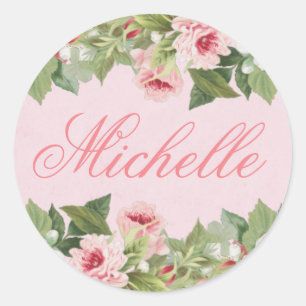 Elegante bloemennaam sticker w / bloemen