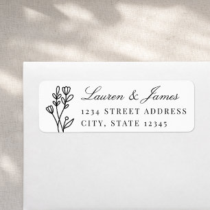 Elegante bloemennamen voor koppel Huwelijksretoura Etiket