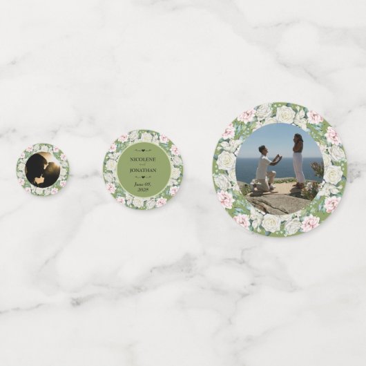 Elegante bloemenomhelzing bruiloft confetti (Voorkanten)