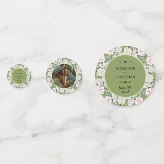 Elegante bloemenomhelzing bruiloft confetti (Achterkanten)