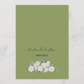 Elegante bloemenomhelzing bruiloft menu (Achterkant)