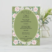 Elegante bloemenomhelzing bruiloft menu (Staand voorkant)