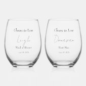 Elegante bloemenomhelzing bruiloft wijnglas zonder voet (Voorkant)