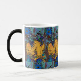 Elegante bloemenomhelzing met zon- en oogkunst magische mok