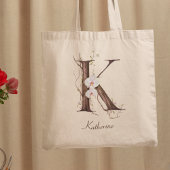 Elegante Bloemenorchidee 'K' Custom Name Monogram Tote Bag