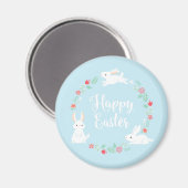 Elegante bloemenpaashaas | Magneet (Voorkant / Achterkant)