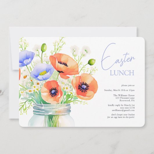 Elegante bloemenpaaslunch kaart (Voorkant)