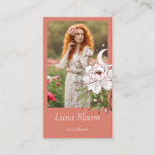 Elegante Bloemenpioen Celestial Holistische Maan F Visitekaartje (Voorkant)