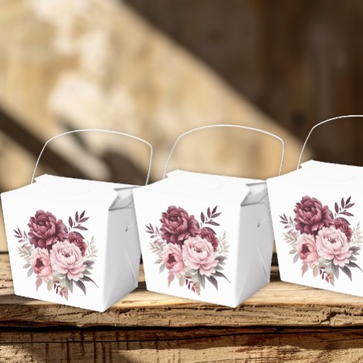 Elegante Bloemenpioen Waterverf huwelijksfeest Bedankdoosjes