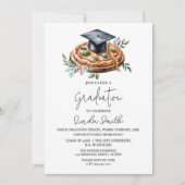 Elegante bloemenpizza afstudeeruitnodiging kaart (Voorkant)