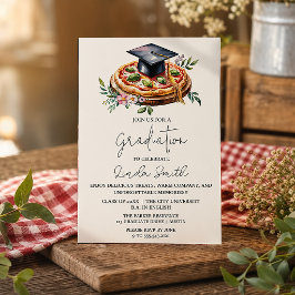 Elegante bloemenpizza afstudeeruitnodiging kaart