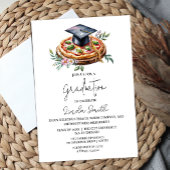 Elegante bloemenpizza afstudeeruitnodiging kaart