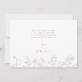 Elegante bloemenpoeder roze verjaardagskaart bedankkaart