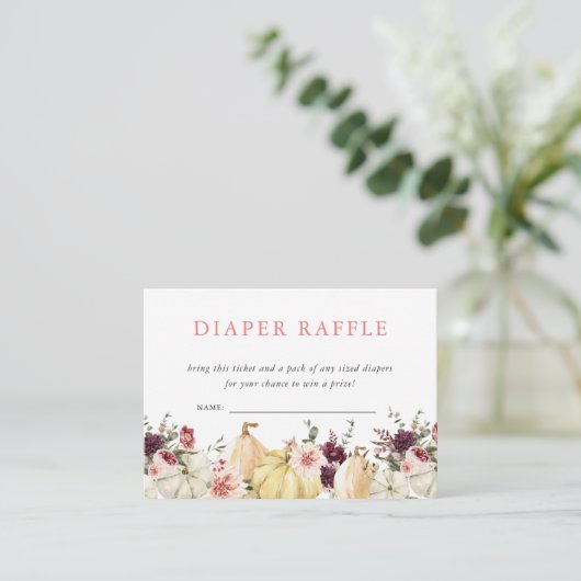 Elegante bloemenpompoen | Luierloof Informatiekaartje (Staand voorkant)