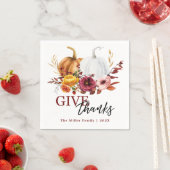 Elegante bloemenpompoenen geven bedankt servet (Insitu)