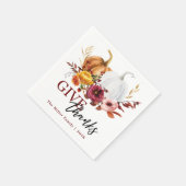 Elegante bloemenpompoenen geven bedankt servet (Hoek)