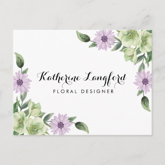 Elegante Bloemenpost Kaart |  Sjabloon (Voorkant)