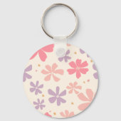 Elegante bloemenprint botanische kunst voor Natuur Sleutelhanger (Achterkant)
