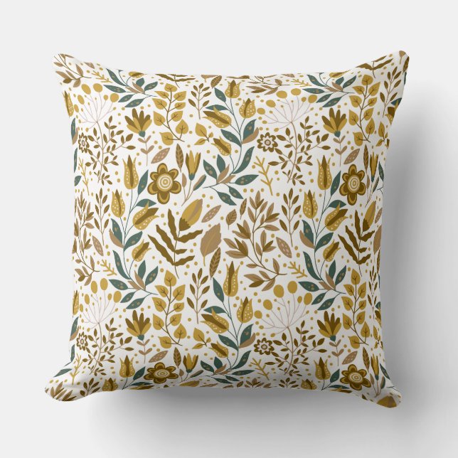 Elegante bloemenprint decoratief kussen (Voorkant)