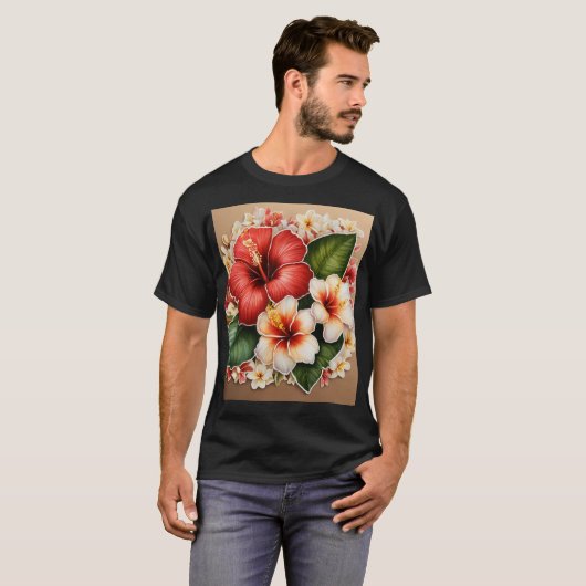 Elegante bloemenprint T-shirts (Voorkant volledig)