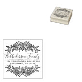 Elegante Bloemenrand Aangepaste Familienaam & Adre Rubberstempel (Gestempeld)