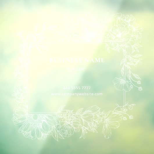 Elegante Bloemenrand Boetiek Salon Bedrijfsnaam Raamsticker (Vel 3)