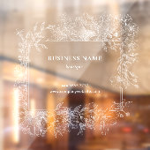 Elegante Bloemenrand Boetiek Salon Bedrijfsnaam Raamsticker (Vel 2)