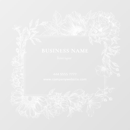 Elegante Bloemenrand Boetiek Salon Bedrijfsnaam Raamsticker (Vel)