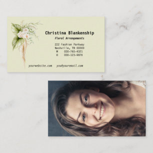 Elegante Bloemenrand Custom Photo Back Visitekaartje