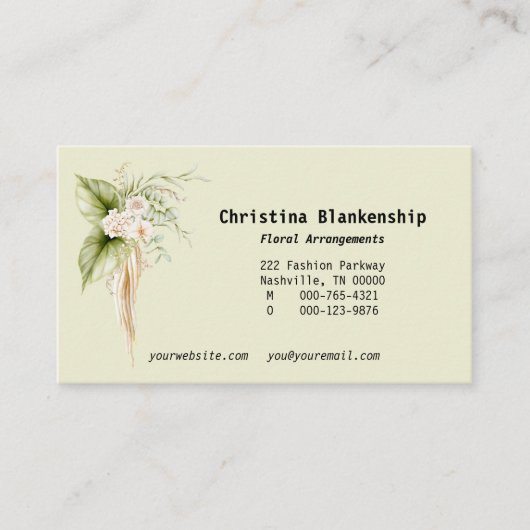 Elegante Bloemenrand Custom Photo Back Visitekaartje (Voorkant)