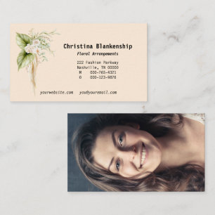 Elegante Bloemenrand Custom Photo Back Visitekaartje