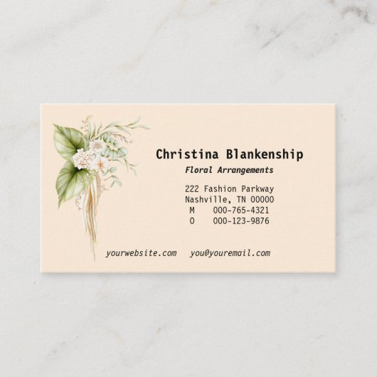 Elegante Bloemenrand Custom Photo Back Visitekaartje (Voorkant)