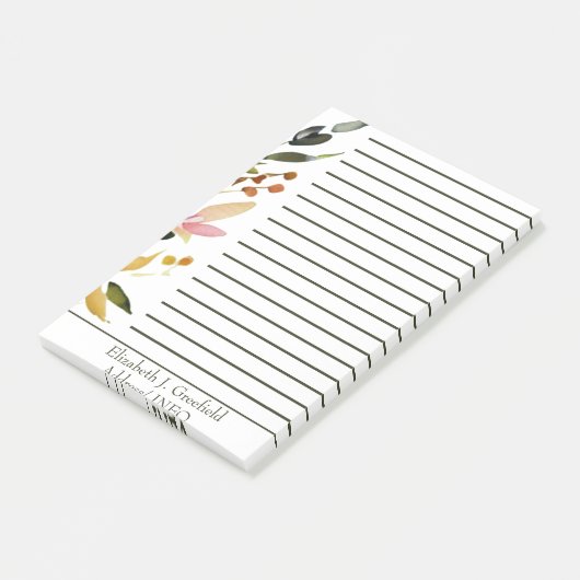 Elegante bloemenrand gepersonaliseerd post-it® notes (Schuin)