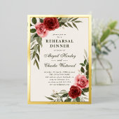 Elegante  bloemenrepetitie diner folie uitnodiging (Staand Voorkant)