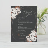 Elegante bloemenrepetitie diner uitnodiging (Staand voorkant)