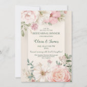 Elegante bloemenrepetitie dinerkaart kaart (Voorkant)