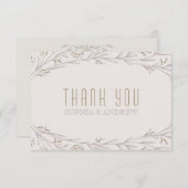 Elegante bloemenrijke lila rustieke bruiloft dank  bedankkaart (Voorkant / Achterkant)