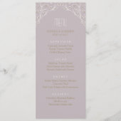 Elegante bloemenrijke lila rustieke bruiloft menu (Voorkant)