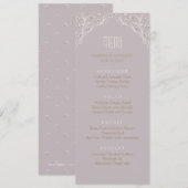 Elegante bloemenrijke lila rustieke bruiloft menu (Voorkant / Achterkant)