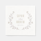 Elegante bloemenrijke lila rustieke bruiloft monog servet (Voorkant)