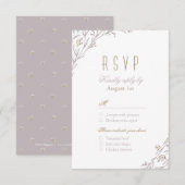 Elegante bloemenrijke lila rustieke bruiloft RSVP (Voorkant / Achterkant)