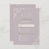Elegante bloemenrijke lila rustieke bruiloft RSVP (Voorkant / Achterkant)