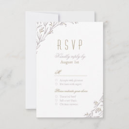 Elegante bloemenrijke lila rustieke bruiloft RSVP Kaartje