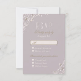 Elegante bloemenrijke lila rustieke bruiloft RSVP Kaartje