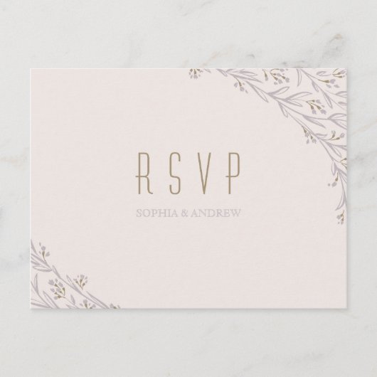 Elegante bloemenrijke lila rustieke bruiloft RSVP Uitnodiging Briefkaart (Voorkant)